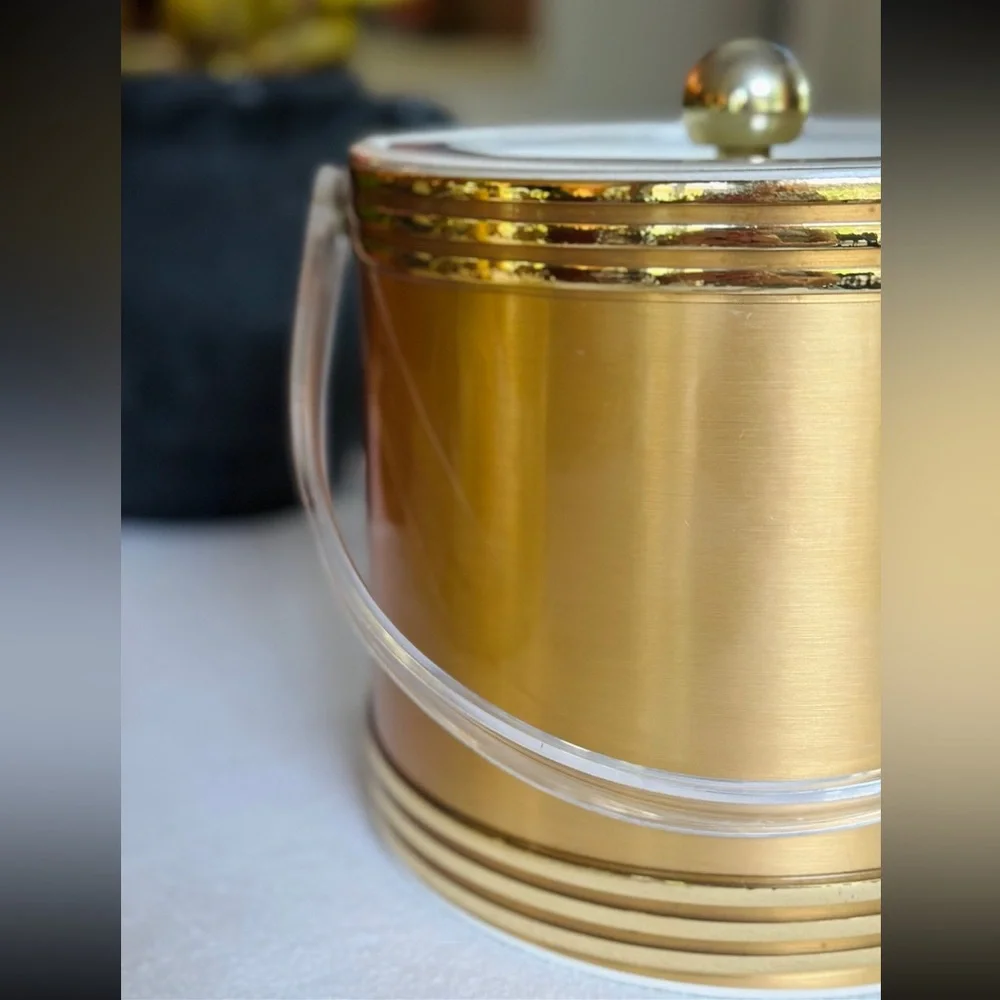Vintage gold and lucite ice bucket
